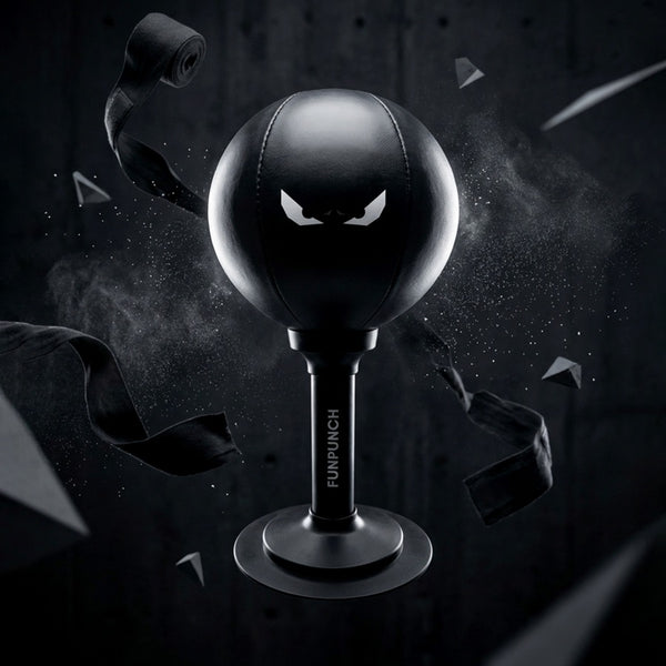 Black FUNPUNCH RageBag with its rebound stem and suction base