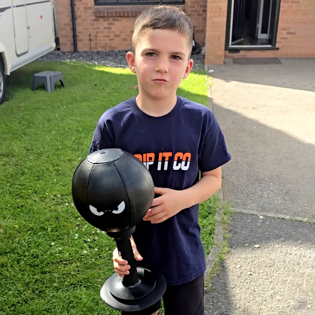 Child outdoors with a FUNPUNCH Rage-Bag